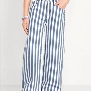 Old Navy Blue and White Striped Flare Jeans